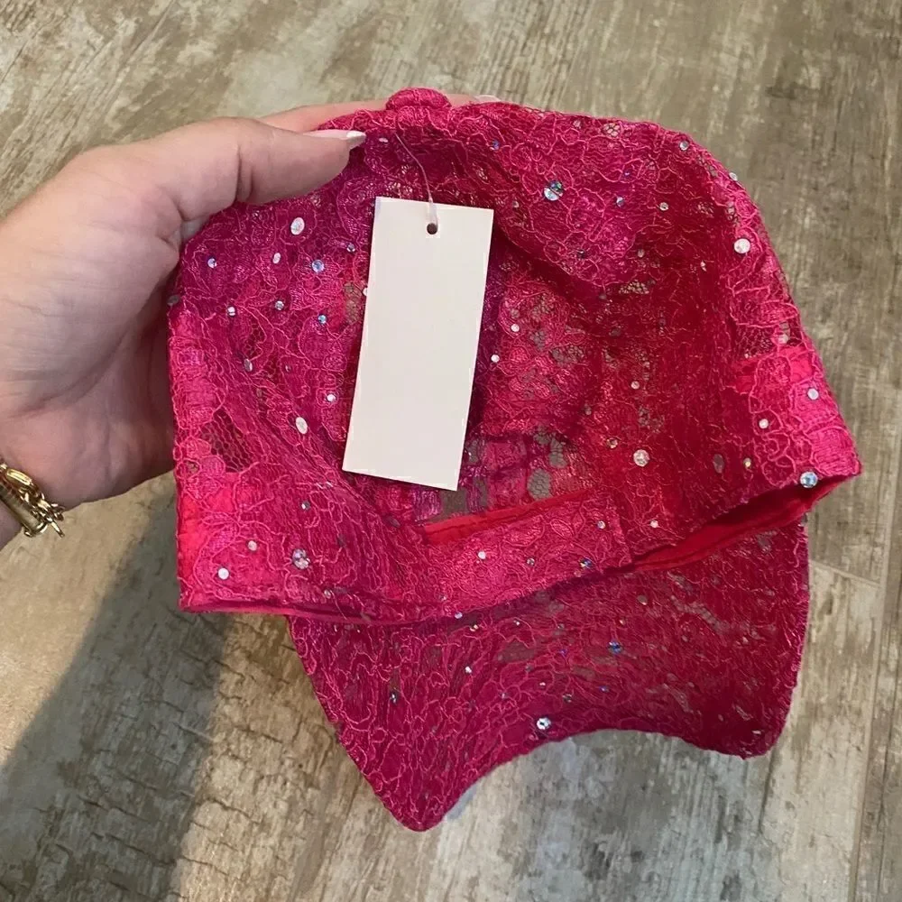 Lace Hat Available in red, lavender & pink